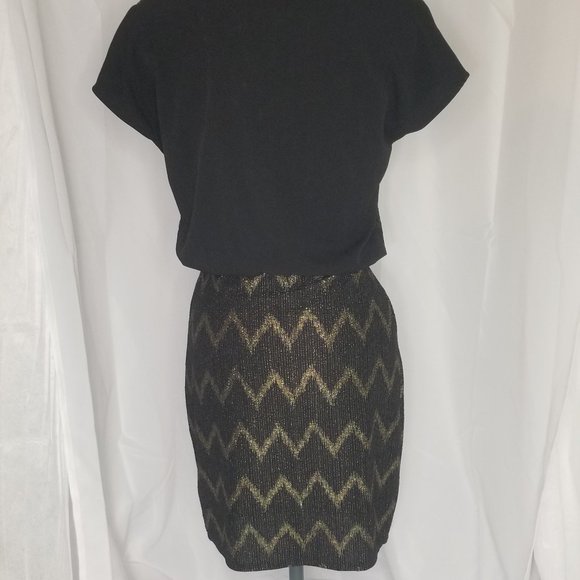 ONLY by Silver Icing, M, black with gold cocktail dress, NWT. - Picture 3 of 7
